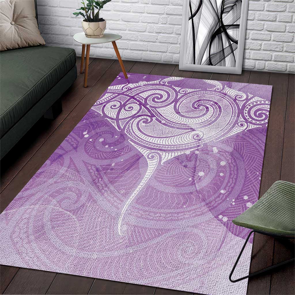 Epilepsy Awareness Maori Aotearoa Area Rug Manta Ray - Purple Glaze LT7 Purple - Polynesian Pride
