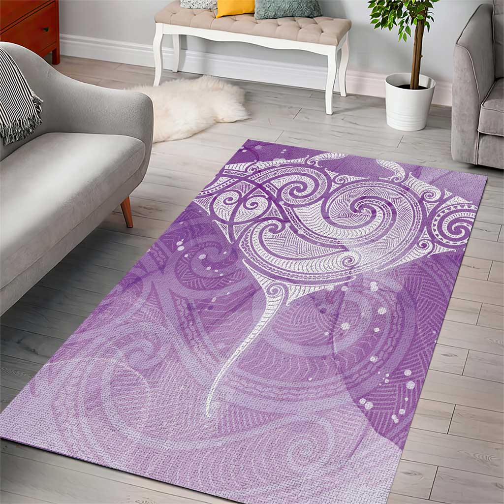 Epilepsy Awareness Maori Aotearoa Area Rug Manta Ray - Purple Glaze LT7 - Polynesian Pride