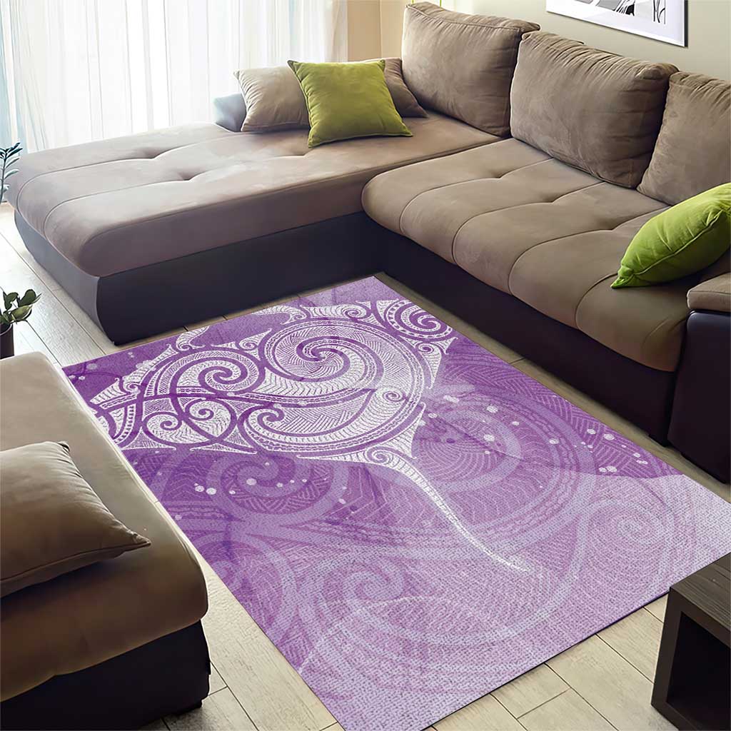 Epilepsy Awareness Maori Aotearoa Area Rug Manta Ray - Purple Glaze LT7 - Polynesian Pride