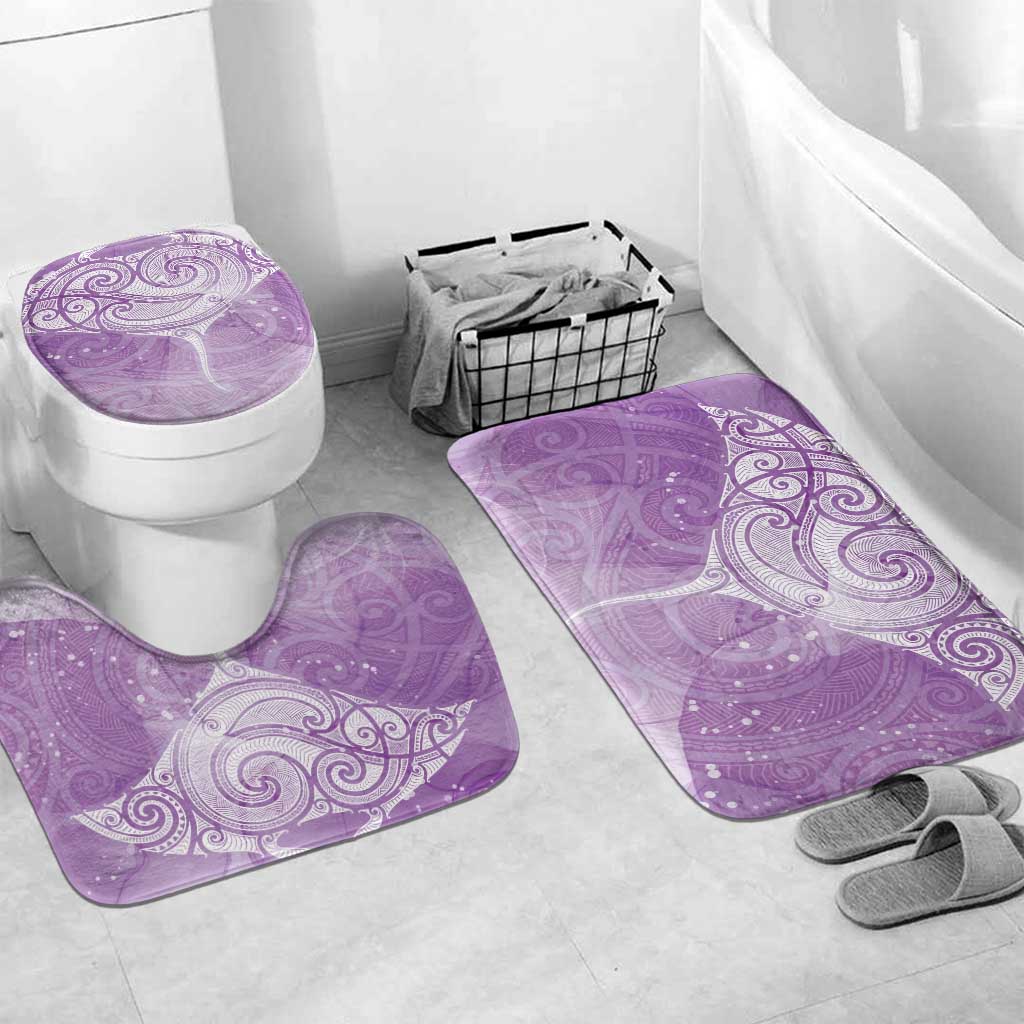 Epilepsy Awareness Maori Aotearoa Bathroom Set Manta Ray - Purple Glaze LT7 Mat Set Only (3 pcs) One Size Purple - Polynesian Pride