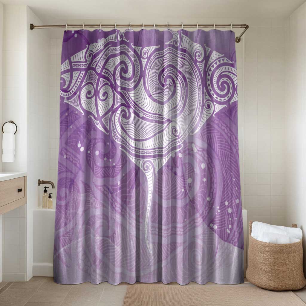 Epilepsy Awareness Maori Aotearoa Bathroom Set Manta Ray - Purple Glaze LT7 Shower Curtain Only Purple - Polynesian Pride