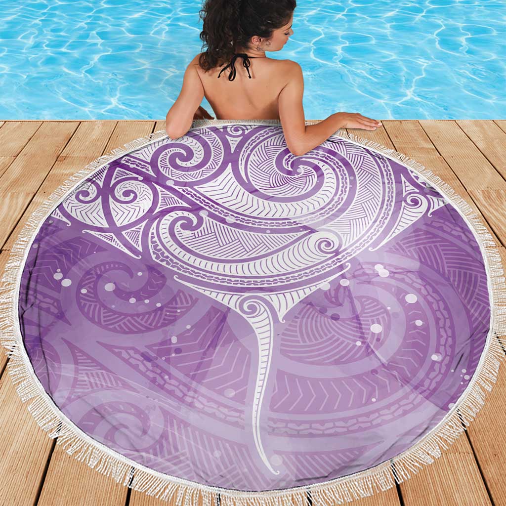 Epilepsy Awareness Maori Aotearoa Beach Blanket Manta Ray - Purple Glaze LT7 - Polynesian Pride