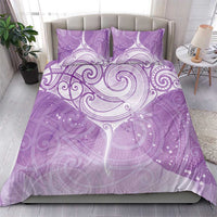 Epilepsy Awareness Maori Aotearoa Bedding Set Manta Ray - Purple Glaze LT7 - Polynesian Pride