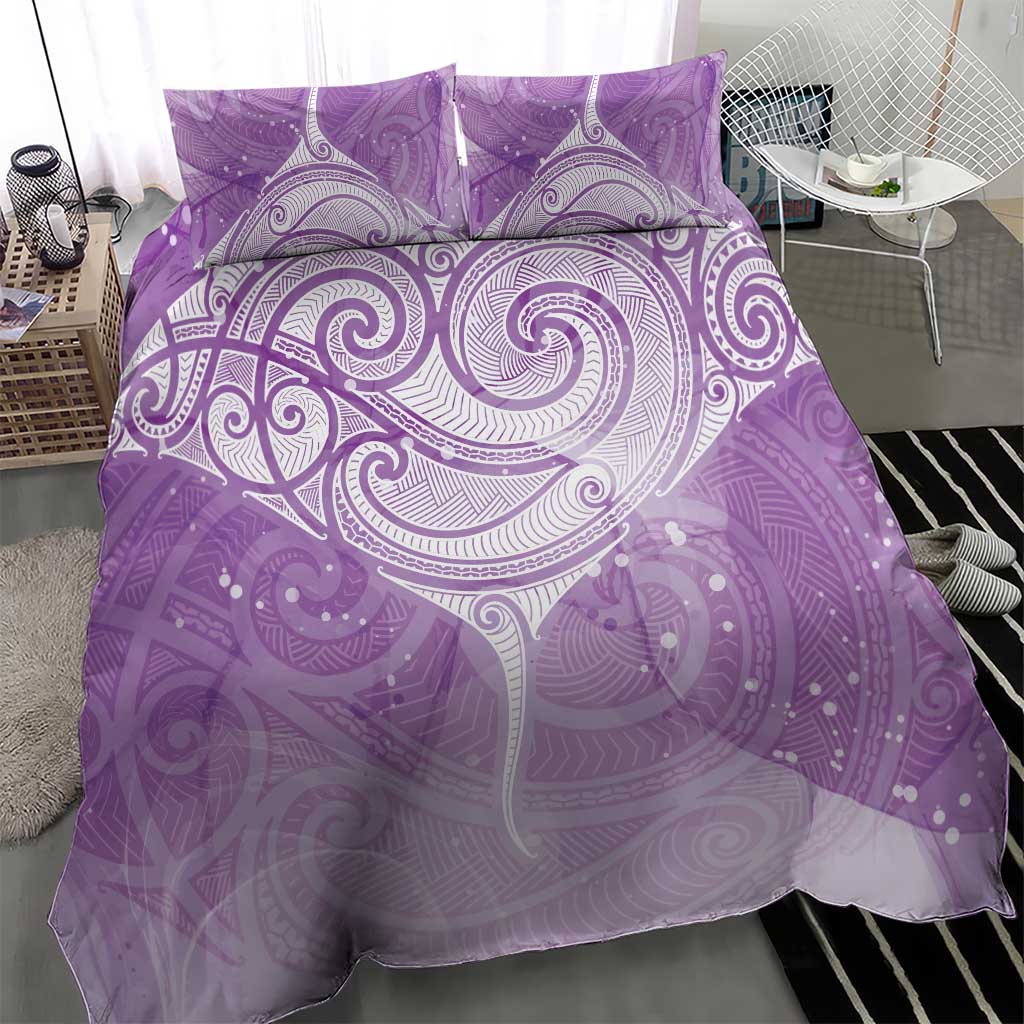 Epilepsy Awareness Maori Aotearoa Bedding Set Manta Ray - Purple Glaze LT7 - Polynesian Pride