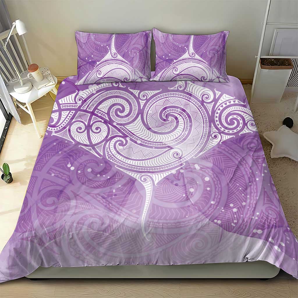 Epilepsy Awareness Maori Aotearoa Bedding Set Manta Ray - Purple Glaze LT7 - Polynesian Pride