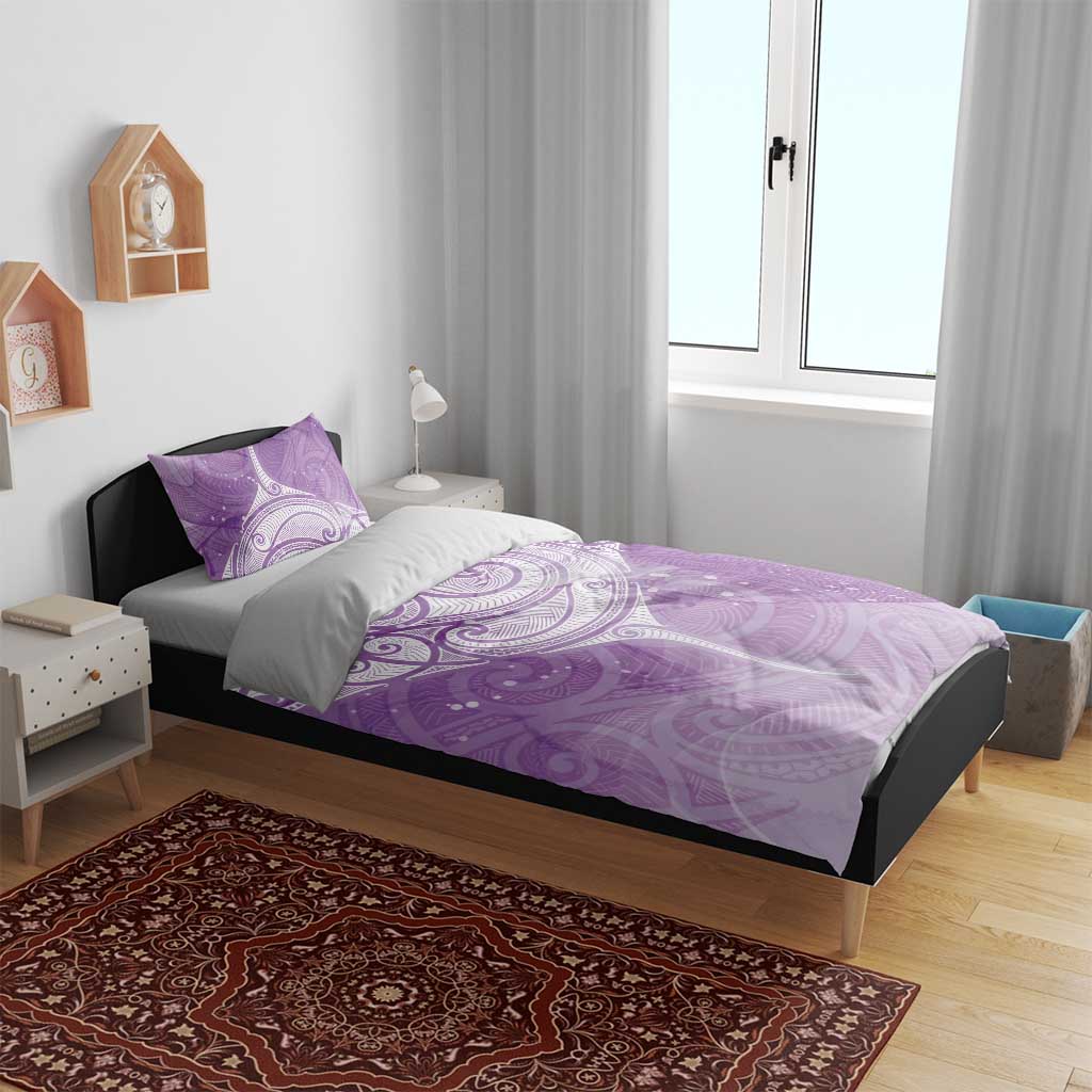Epilepsy Awareness Maori Aotearoa Bedding Set Manta Ray - Purple Glaze LT7 - Polynesian Pride