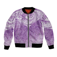 Epilepsy Awareness Maori Aotearoa Bomber Jacket Manta Ray - Purple Glaze LT7 Unisex Purple - Polynesian Pride