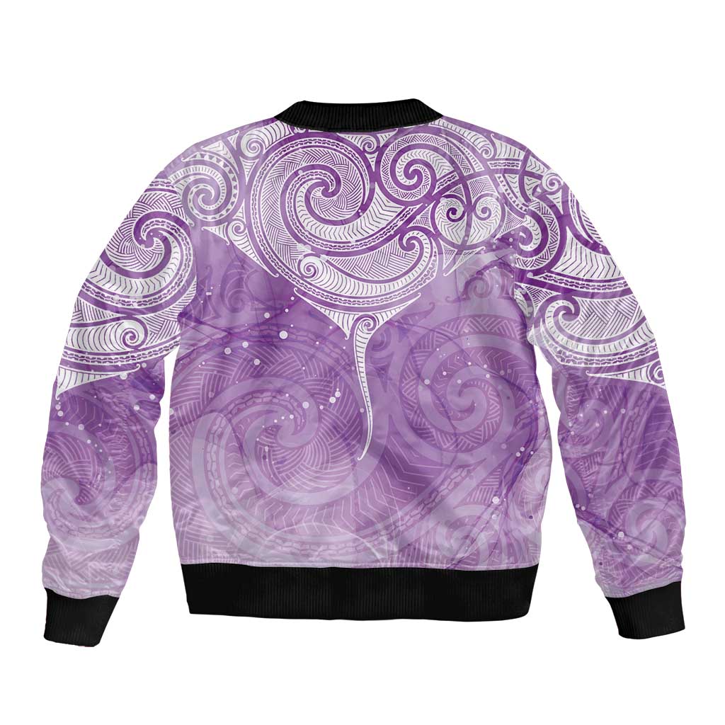 Epilepsy Awareness Maori Aotearoa Bomber Jacket Manta Ray - Purple Glaze LT7 - Polynesian Pride