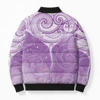 Epilepsy Awareness Maori Aotearoa Bomber Puffer Jacket Manta Ray - Purple Glaze LT7 - Polynesian Pride