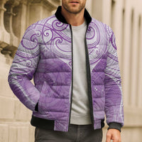 Epilepsy Awareness Maori Aotearoa Bomber Puffer Jacket Manta Ray - Purple Glaze LT7 - Polynesian Pride