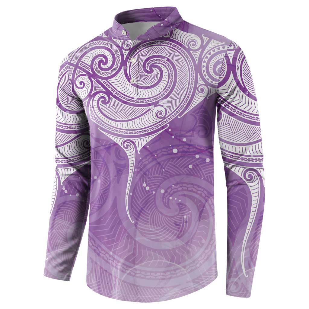Epilepsy Awareness Maori Aotearoa Button Sweatshirt Manta Ray - Purple Glaze LT7 - Polynesian Pride