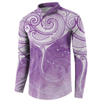 Epilepsy Awareness Maori Aotearoa Button Sweatshirt Manta Ray - Purple Glaze LT7 - Polynesian Pride