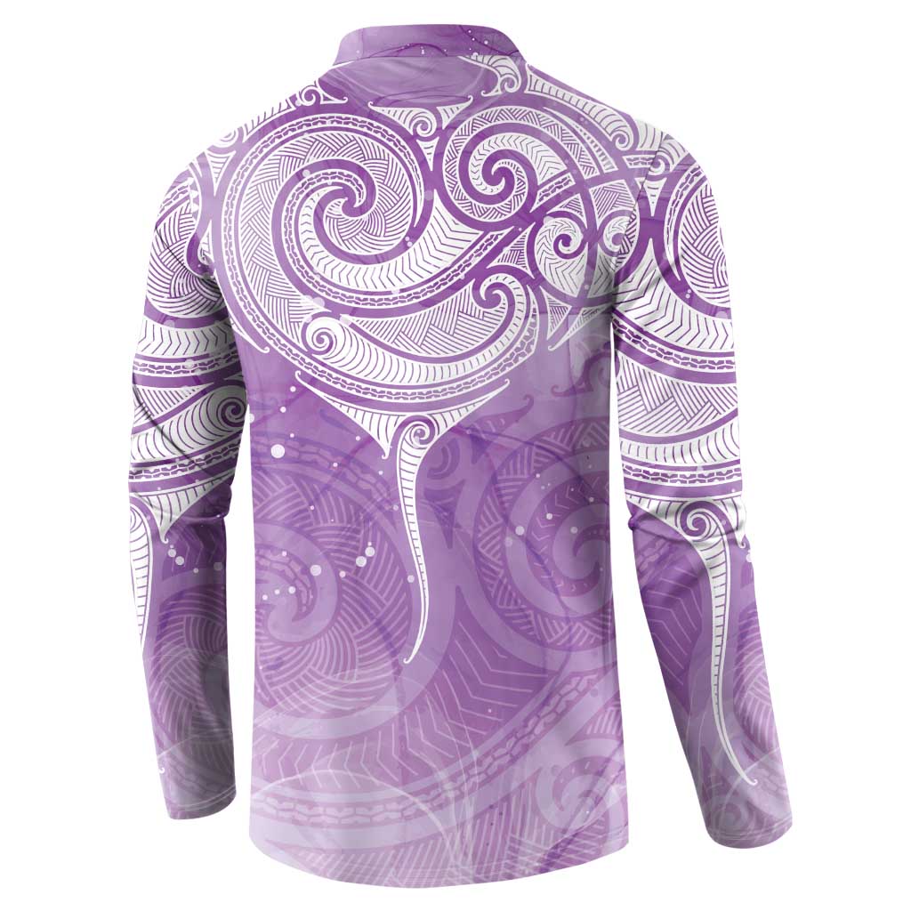 Epilepsy Awareness Maori Aotearoa Button Sweatshirt Manta Ray - Purple Glaze LT7 - Polynesian Pride