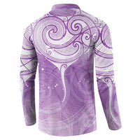 Epilepsy Awareness Maori Aotearoa Button Sweatshirt Manta Ray - Purple Glaze LT7 - Polynesian Pride