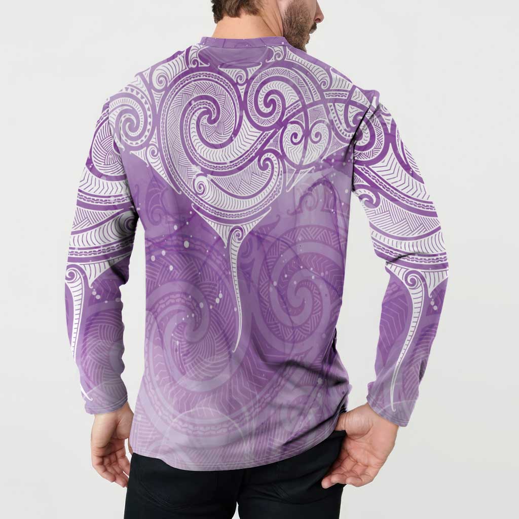 Epilepsy Awareness Maori Aotearoa Button Sweatshirt Manta Ray - Purple Glaze LT7 - Polynesian Pride