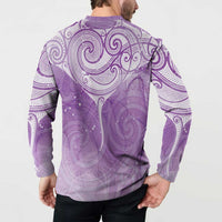 Epilepsy Awareness Maori Aotearoa Button Sweatshirt Manta Ray - Purple Glaze LT7 - Polynesian Pride