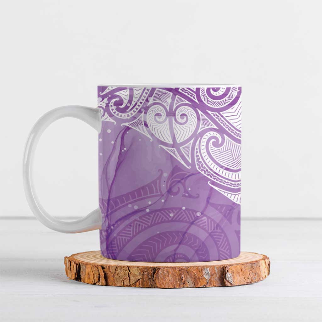 Epilepsy Awareness Maori Aotearoa Ceramic Mug Manta Ray - Purple Glaze LT7 Purple - Polynesian Pride