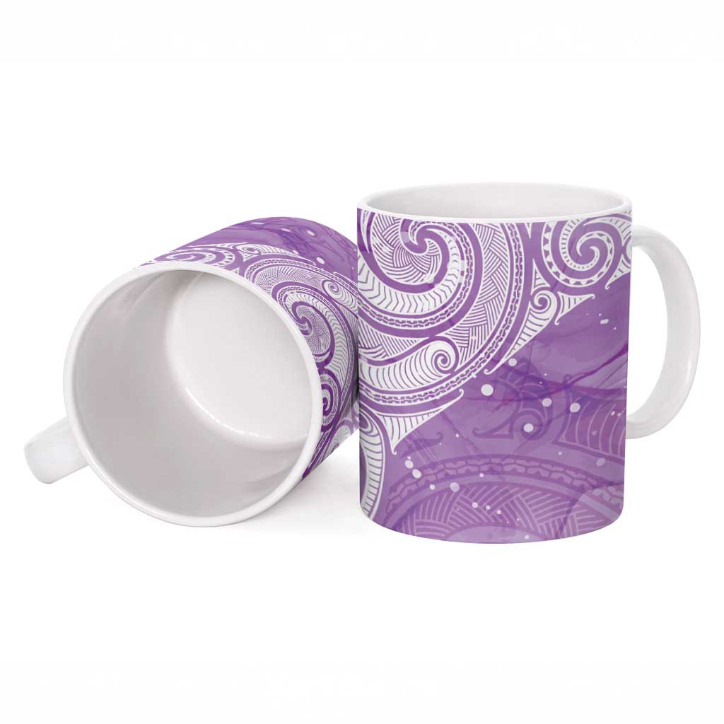 Epilepsy Awareness Maori Aotearoa Ceramic Mug Manta Ray - Purple Glaze LT7 - Polynesian Pride