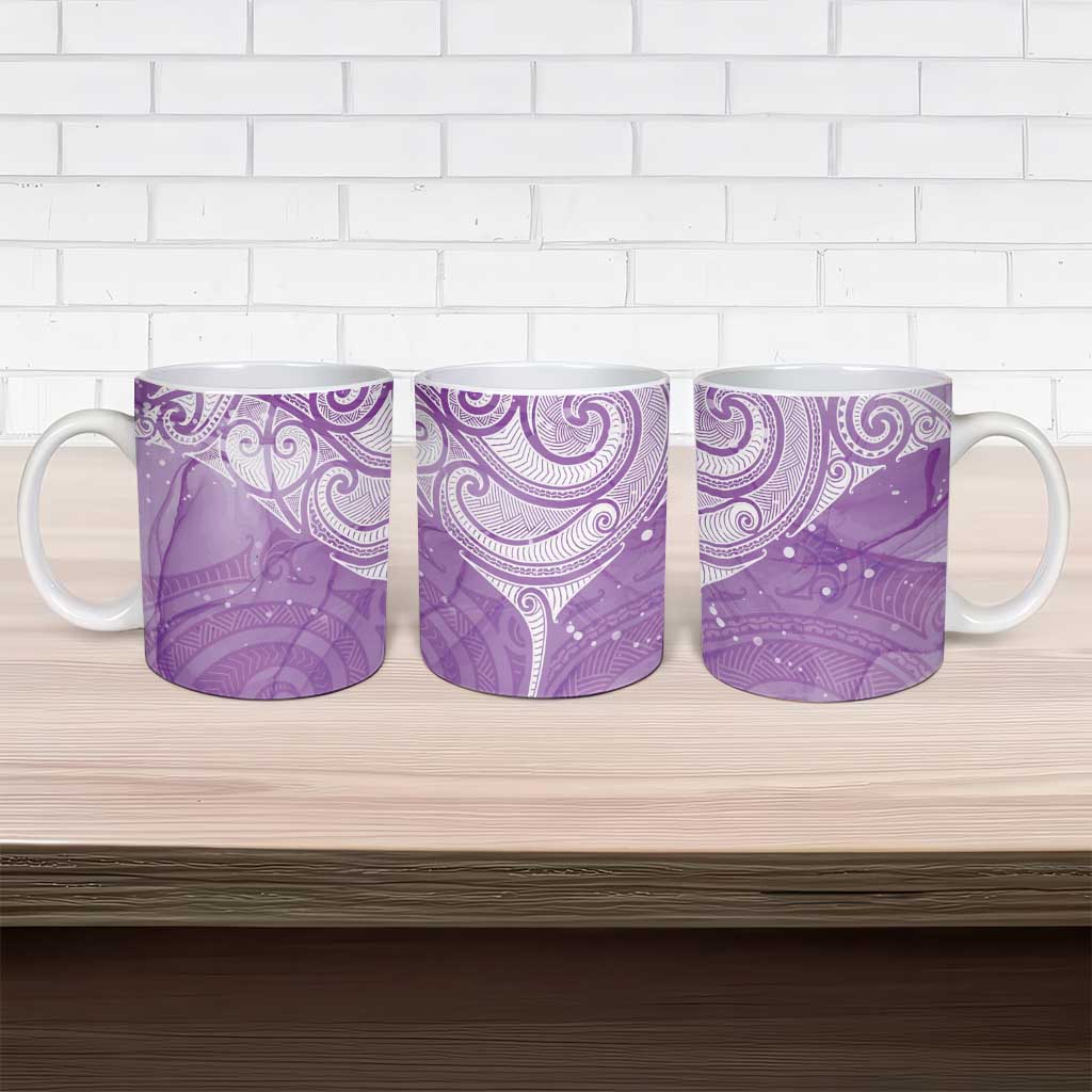 Epilepsy Awareness Maori Aotearoa Ceramic Mug Manta Ray - Purple Glaze LT7 - Polynesian Pride