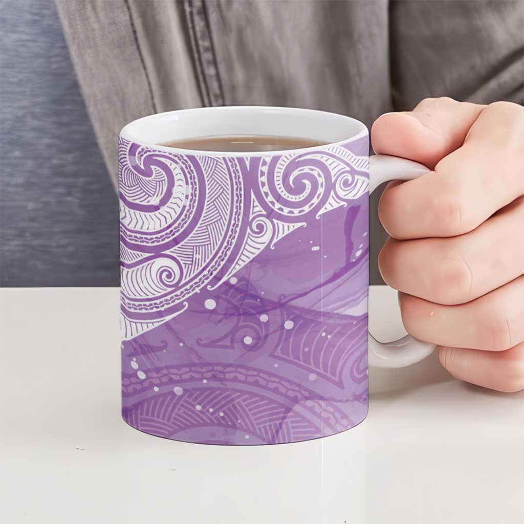 Epilepsy Awareness Maori Aotearoa Ceramic Mug Manta Ray - Purple Glaze LT7 - Polynesian Pride