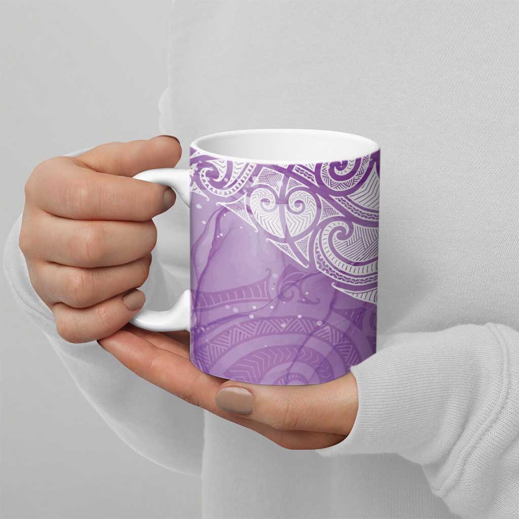Epilepsy Awareness Maori Aotearoa Ceramic Mug Manta Ray - Purple Glaze LT7 - Polynesian Pride