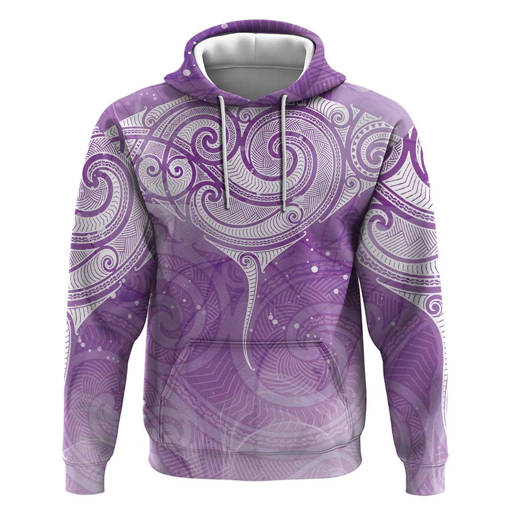 Epilepsy Awareness Maori Aotearoa Hoodie Manta Ray - Purple Glaze LT7 Pullover Hoodie Purple - Polynesian Pride