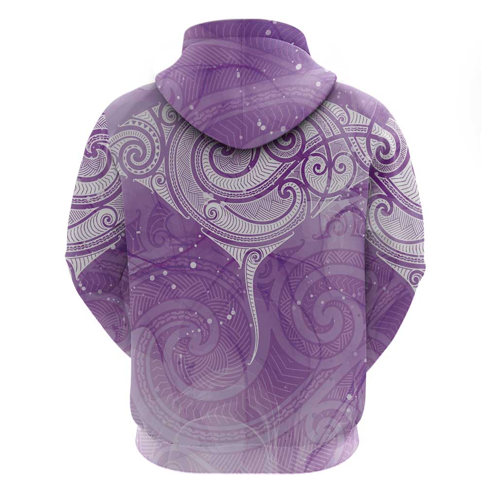 Epilepsy Awareness Maori Aotearoa Hoodie Manta Ray - Purple Glaze LT7 - Polynesian Pride