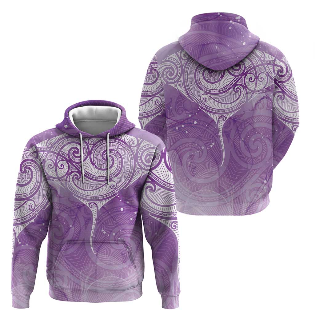 Epilepsy Awareness Maori Aotearoa Hoodie Manta Ray - Purple Glaze LT7 - Polynesian Pride