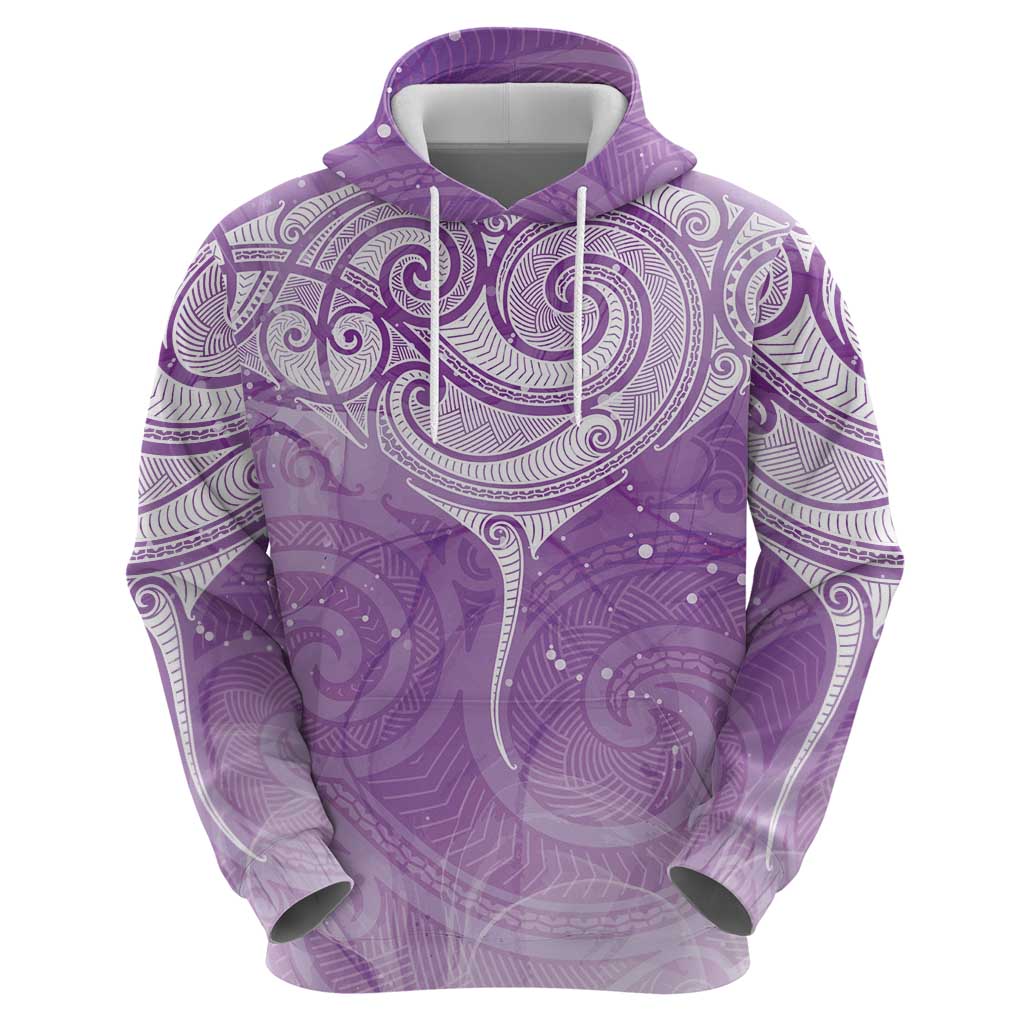 Epilepsy Awareness Maori Aotearoa Hoodie Manta Ray - Purple Glaze LT7 - Polynesian Pride
