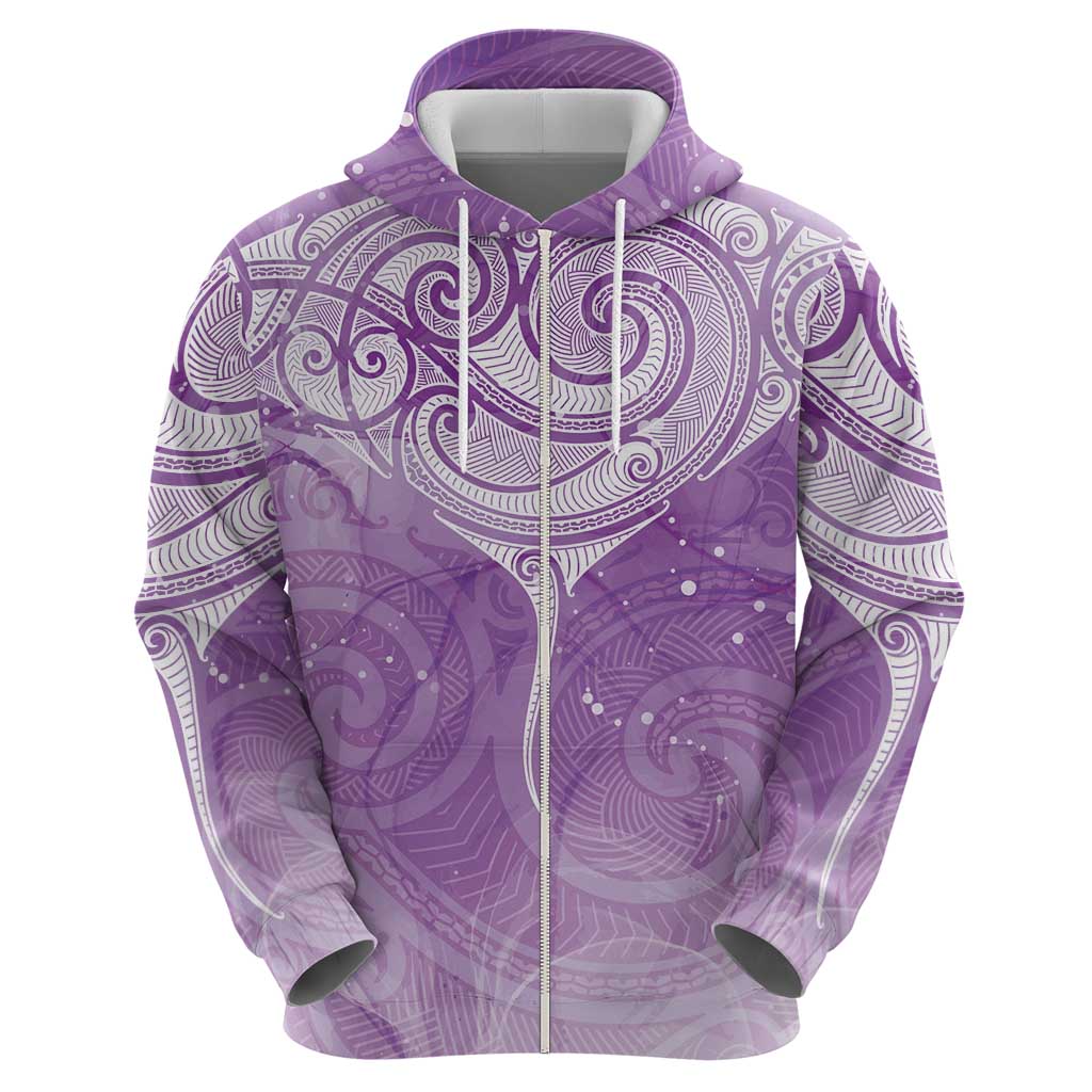 Epilepsy Awareness Maori Aotearoa Hoodie Manta Ray - Purple Glaze LT7 - Polynesian Pride