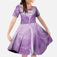 Epilepsy Awareness Maori Aotearoa Kid Short Sleeve Dress Manta Ray - Purple Glaze LT7 KID Purple - Polynesian Pride