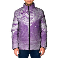 Epilepsy Awareness Maori Aotearoa Padded Jacket Manta Ray - Purple Glaze LT7 Men Purple - Polynesian Pride