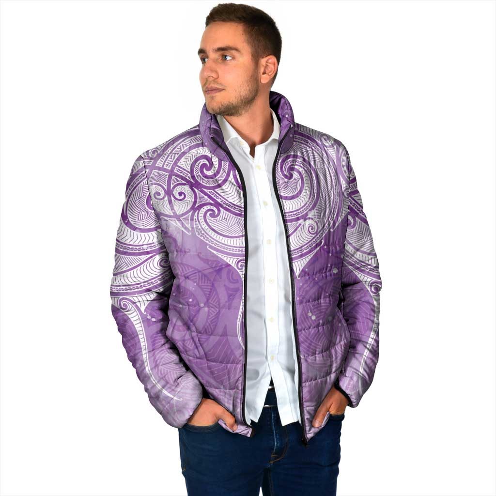 Epilepsy Awareness Maori Aotearoa Padded Jacket Manta Ray - Purple Glaze LT7 - Polynesian Pride