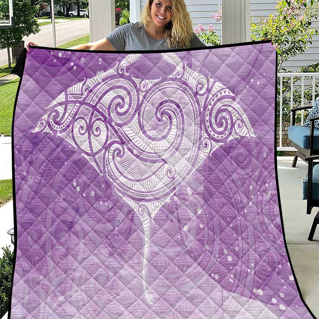 Epilepsy Awareness Maori Aotearoa Quilt Manta Ray - Purple Glaze LT7 Purple - Polynesian Pride