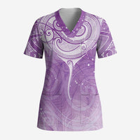 Epilepsy Awareness Maori Aotearoa Scrub Top Manta Ray - Purple Glaze LT7 Adult Purple - Polynesian Pride