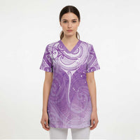 Epilepsy Awareness Maori Aotearoa Scrub Top Manta Ray - Purple Glaze LT7 - Polynesian Pride
