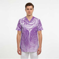 Epilepsy Awareness Maori Aotearoa Scrub Top Manta Ray - Purple Glaze LT7 - Polynesian Pride