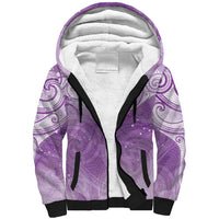 Epilepsy Awareness Maori Aotearoa Sherpa Hoodie Manta Ray - Purple Glaze LT7 Unisex Purple - Polynesian Pride