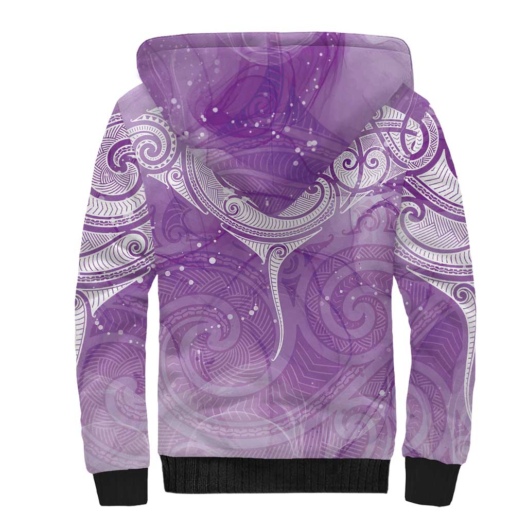Epilepsy Awareness Maori Aotearoa Sherpa Hoodie Manta Ray - Purple Glaze LT7 - Polynesian Pride