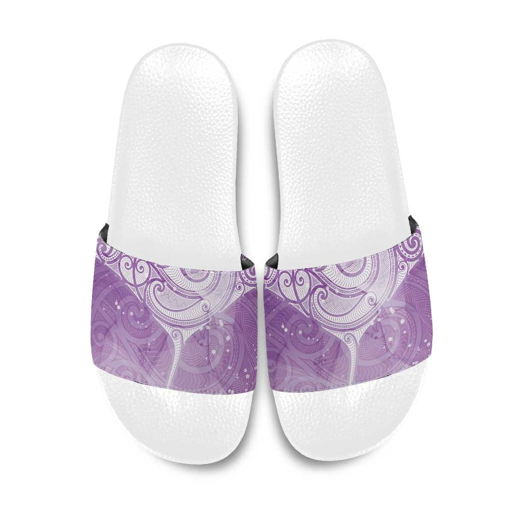 Epilepsy Awareness Maori Aotearoa Slide Sandals Manta Ray - Purple Glaze LT7 Purple - Polynesian Pride