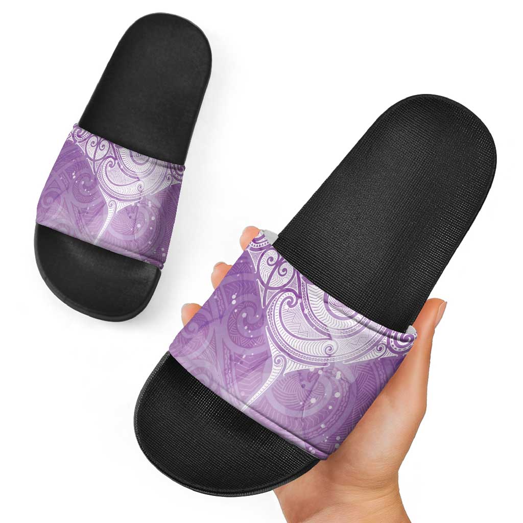 Epilepsy Awareness Maori Aotearoa Slide Sandals Manta Ray - Purple Glaze LT7 - Polynesian Pride