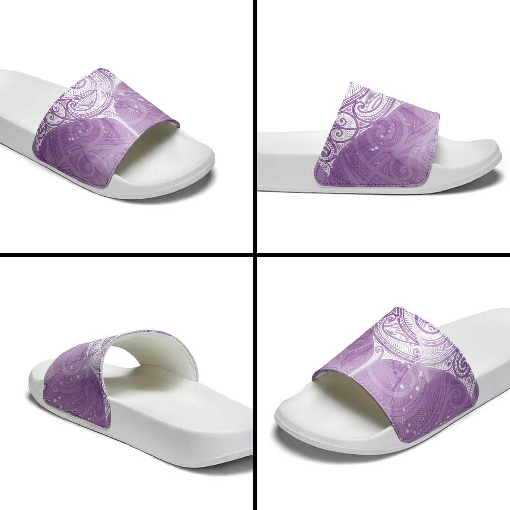 Epilepsy Awareness Maori Aotearoa Slide Sandals Manta Ray - Purple Glaze LT7 - Polynesian Pride