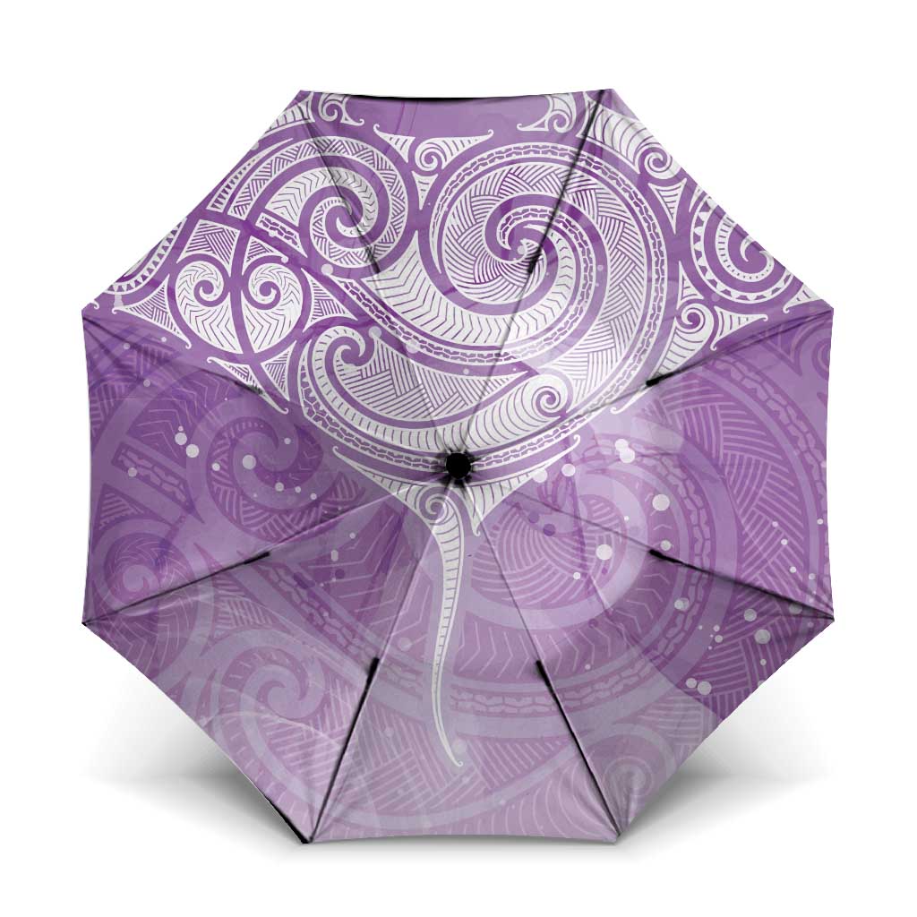 Epilepsy Awareness Maori Aotearoa Umbrella Manta Ray - Purple Glaze LT7 One Size Folded 11.42 inch Opened Diameter 37.4 inch Purple - Polynesian Pride