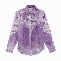Epilepsy Awareness Maori Aotearoa Women Casual Shirt Manta Ray - Purple Glaze LT7 - Polynesian Pride