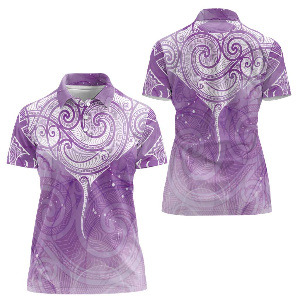 Epilepsy Awareness Maori Aotearoa Women Polo Shirt Manta Ray - Purple Glaze LT7 - Polynesian Pride