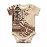 Samoa Siapo Mamanu Baby Onesie Plumeria Mocha Motifs LT7 Mocha - Polynesian Pride