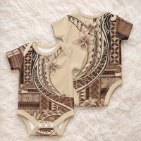 Samoa Siapo Mamanu Baby Onesie Plumeria Mocha Motifs LT7 - Polynesian Pride