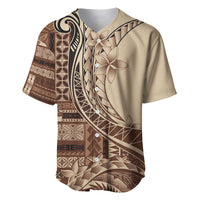 Samoa Siapo Mamanu Baseball Jersey Plumeria Mocha Motifs LT7 Mocha - Polynesian Pride