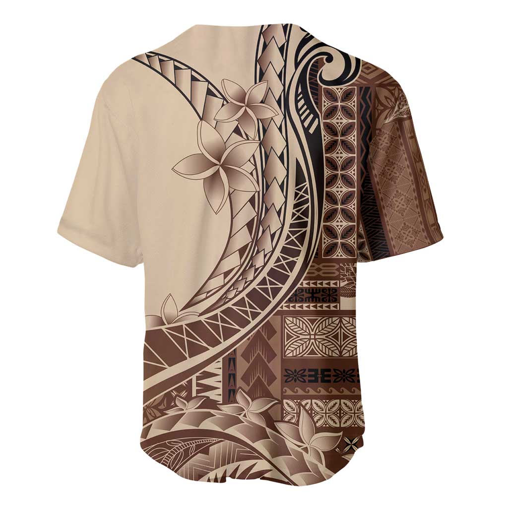 Samoa Siapo Mamanu Baseball Jersey Plumeria Mocha Motifs LT7 - Polynesian Pride