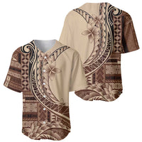 Samoa Siapo Mamanu Baseball Jersey Plumeria Mocha Motifs LT7 - Polynesian Pride